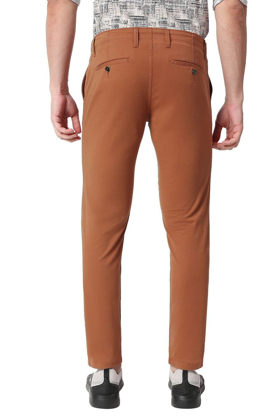 BASICS TAPERED FIT SIERRA BRICK COTTON STRETCH TROUSERS
