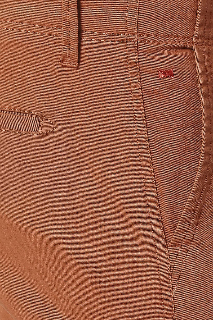 BASICS TAPERED FIT SIERRA BRICK COTTON STRETCH TROUSERS