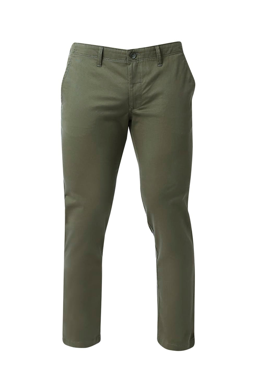 BASICS TAPERED FIT CAPULET GREEN COTTON STRETCH TROUSERS