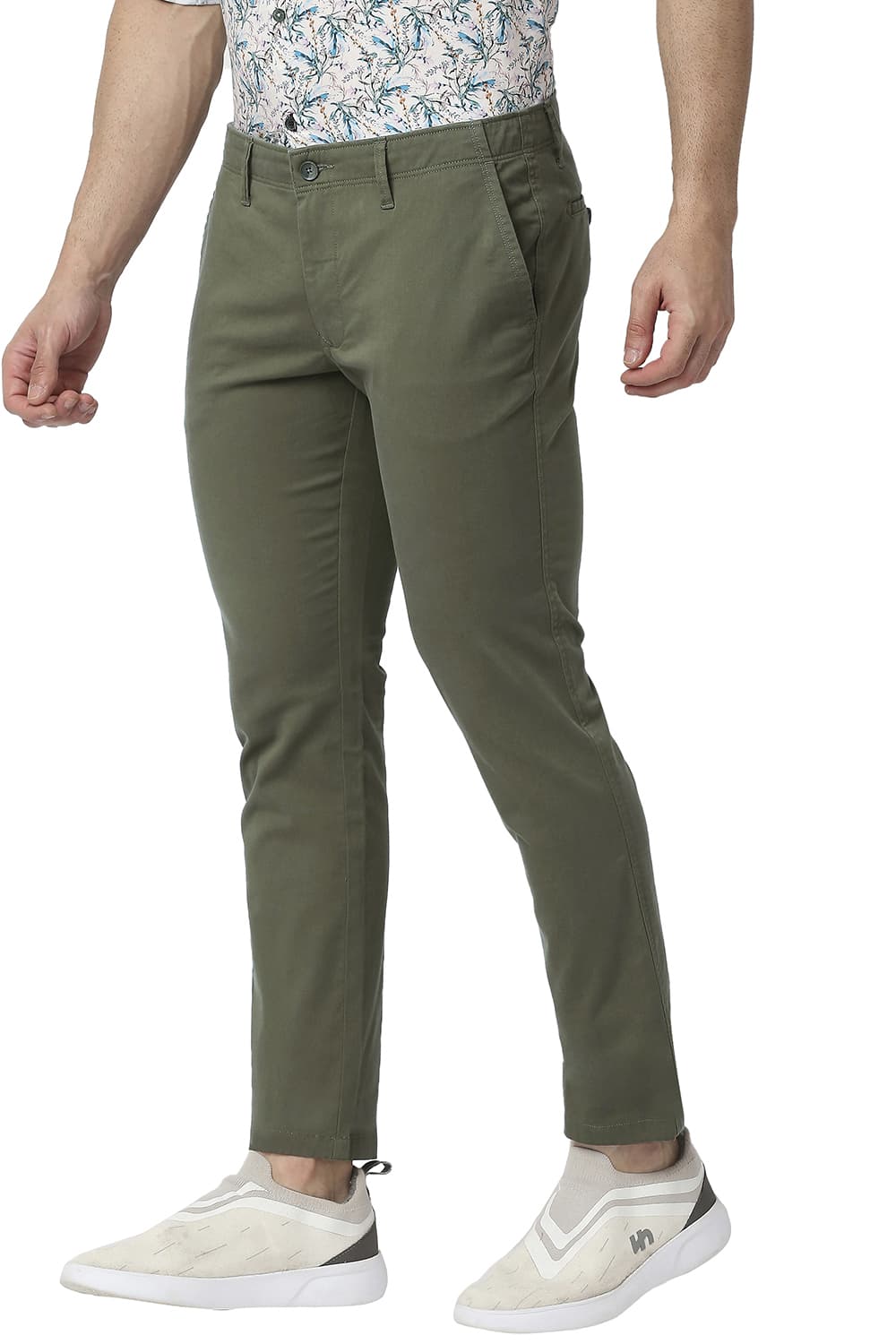 BASICS TAPERED FIT COTTON STRETCH TROUSERS