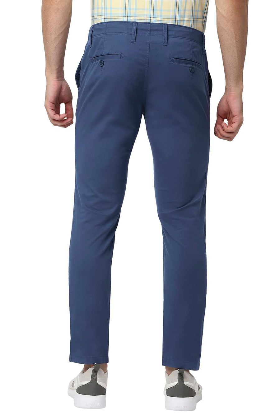BASICS TAPERED FIT ENSIGN NAVY COTTON STRETCH TROUSERS