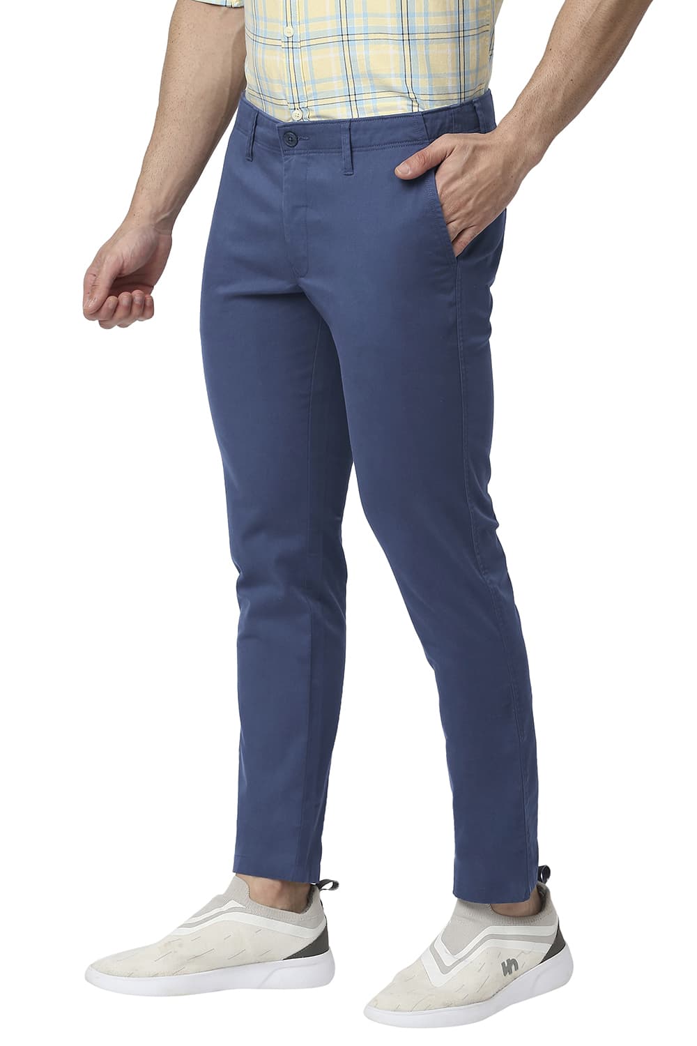 BASICS TAPERED FIT COTTON STRETCH TROUSERS