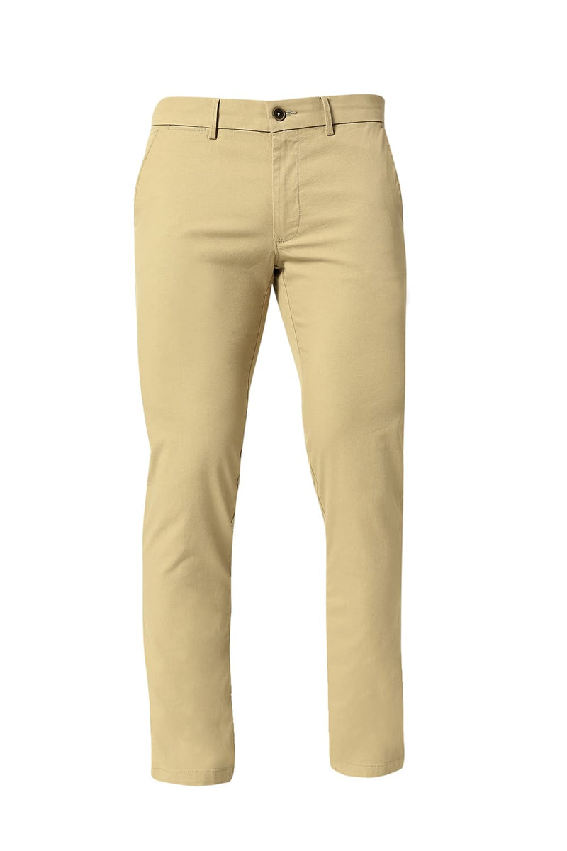 BASICS TAPERED FIT COTTON STRETCH TROUSERS