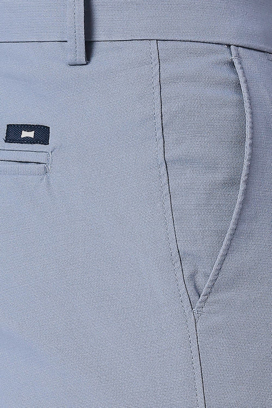 BASICS TAPERED FIT FLINTSTONE BLUE COTTON STRETCH TROUSERS