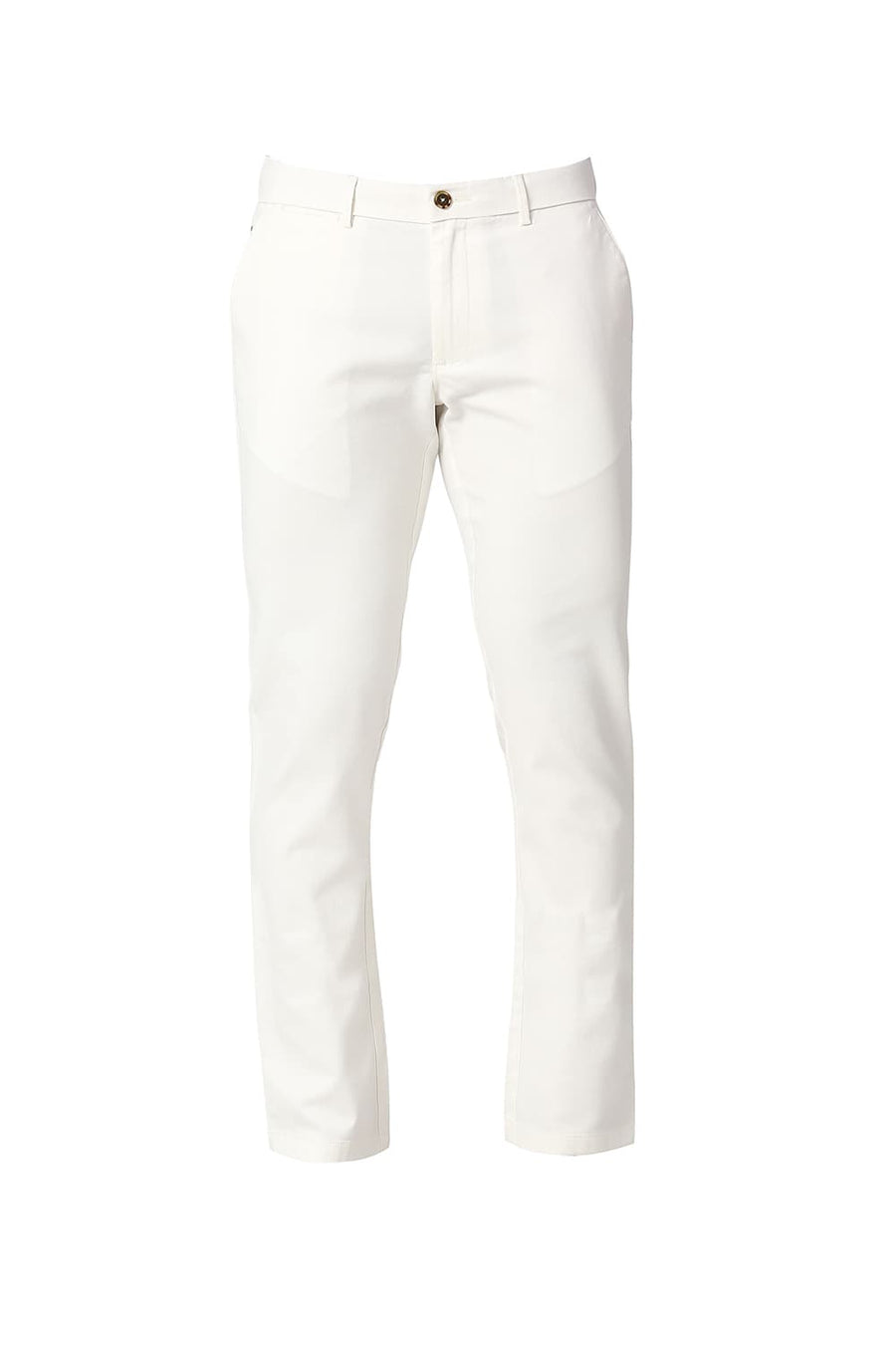 BASICS TAPERED FIT COCONUT MILK WHITE COTTON STRETCH TROUSERS