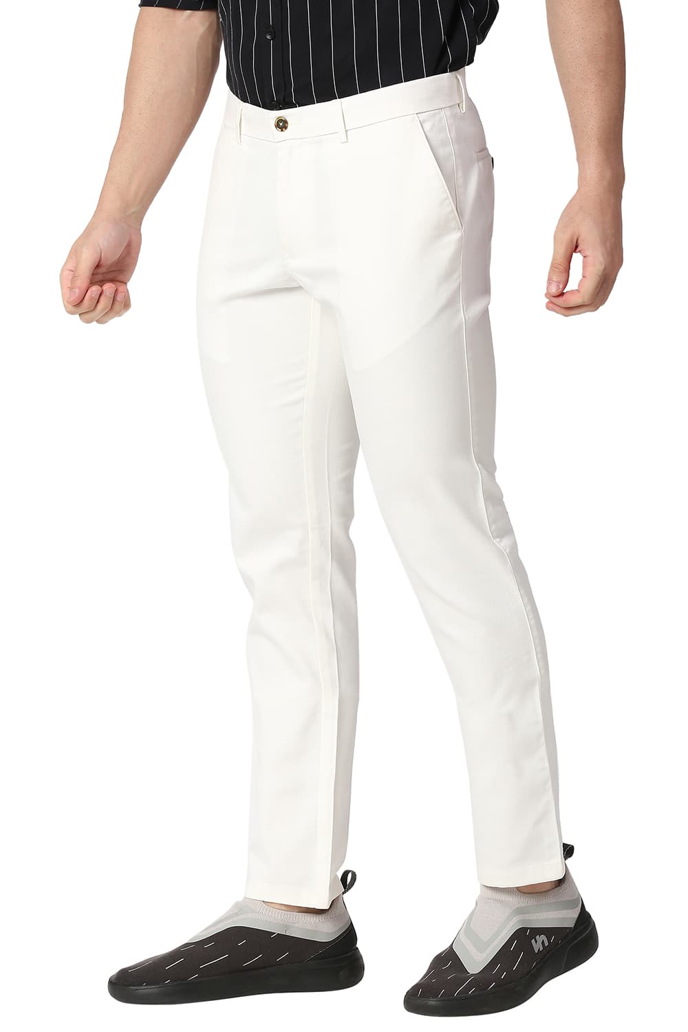 BASICS TAPERED FIT COTTON STRETCH TROUSERS