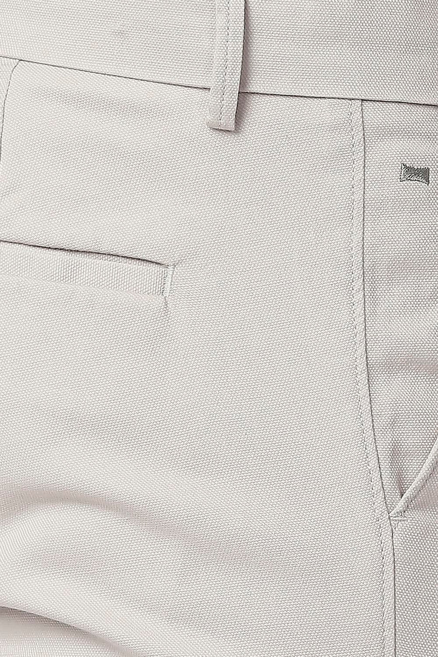 BASICS TAPERED FIT NACREOUS GREY COTTON STRETCH TROUSERS