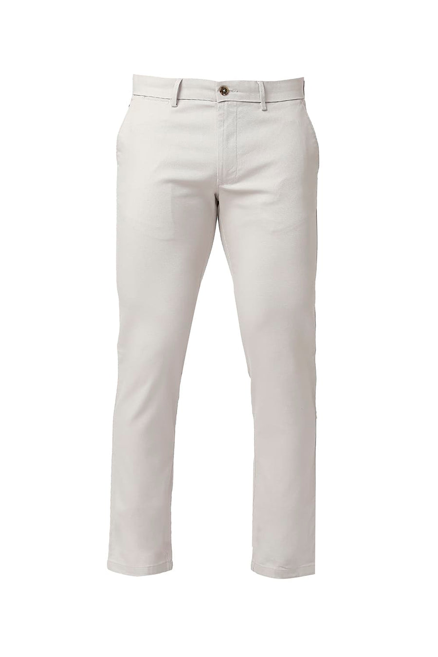 BASICS TAPERED FIT NACREOUS GREY COTTON STRETCH TROUSERS