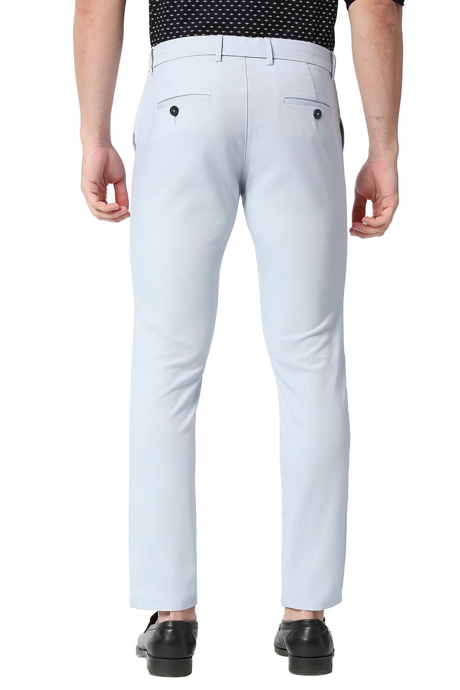 BASICS TAPERED FIT SKYWRITING BLUE COTTON STRETCH TROUSERS