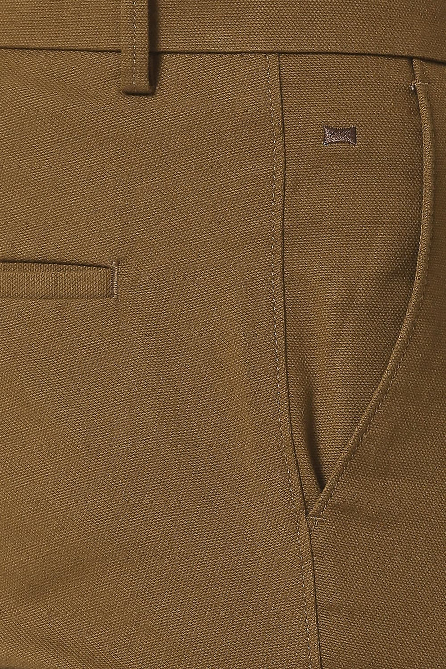 BASICS TAPERED FIT DACHSHUND BROWN COTTON STRETCH TROUSERS