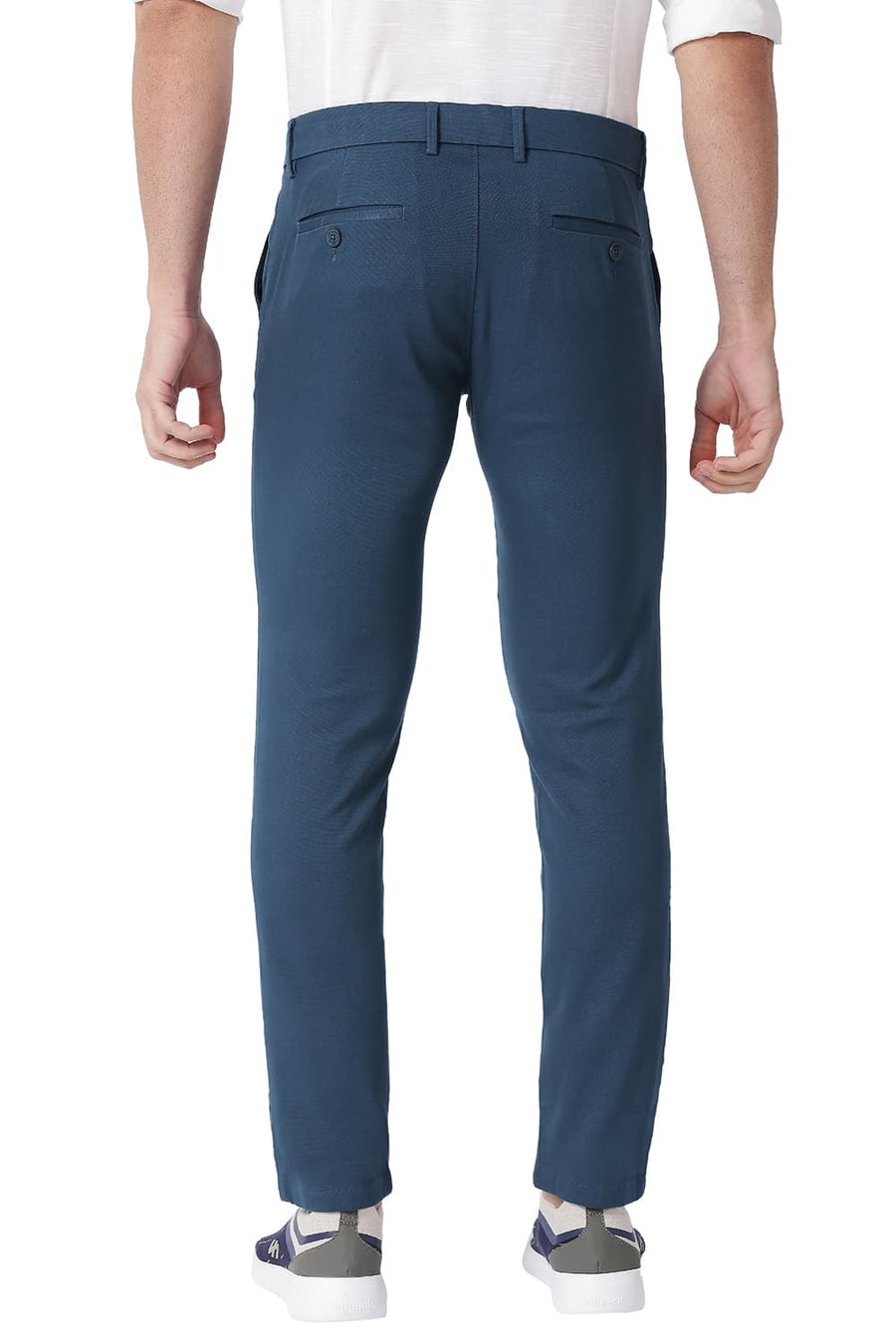 BASICS TAPERED FIT MAJOLICA BLUE COTTON STRETCH TROUSERS