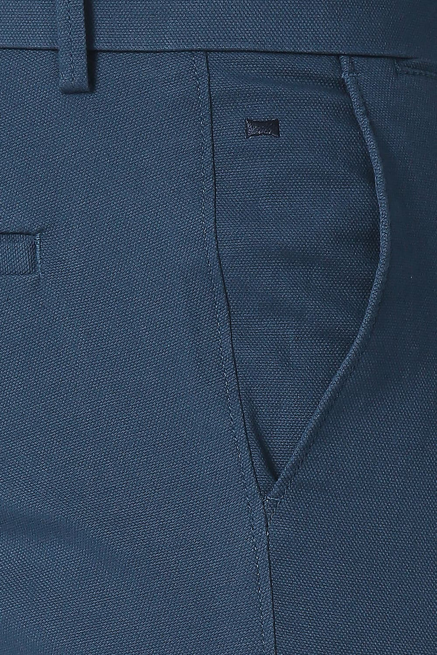 BASICS TAPERED FIT MAJOLICA BLUE COTTON STRETCH TROUSERS