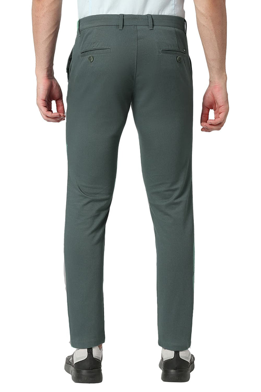 BASICS TAPERED FIT SEA MOSS GREEN COTTON STRETCH TROUSERS
