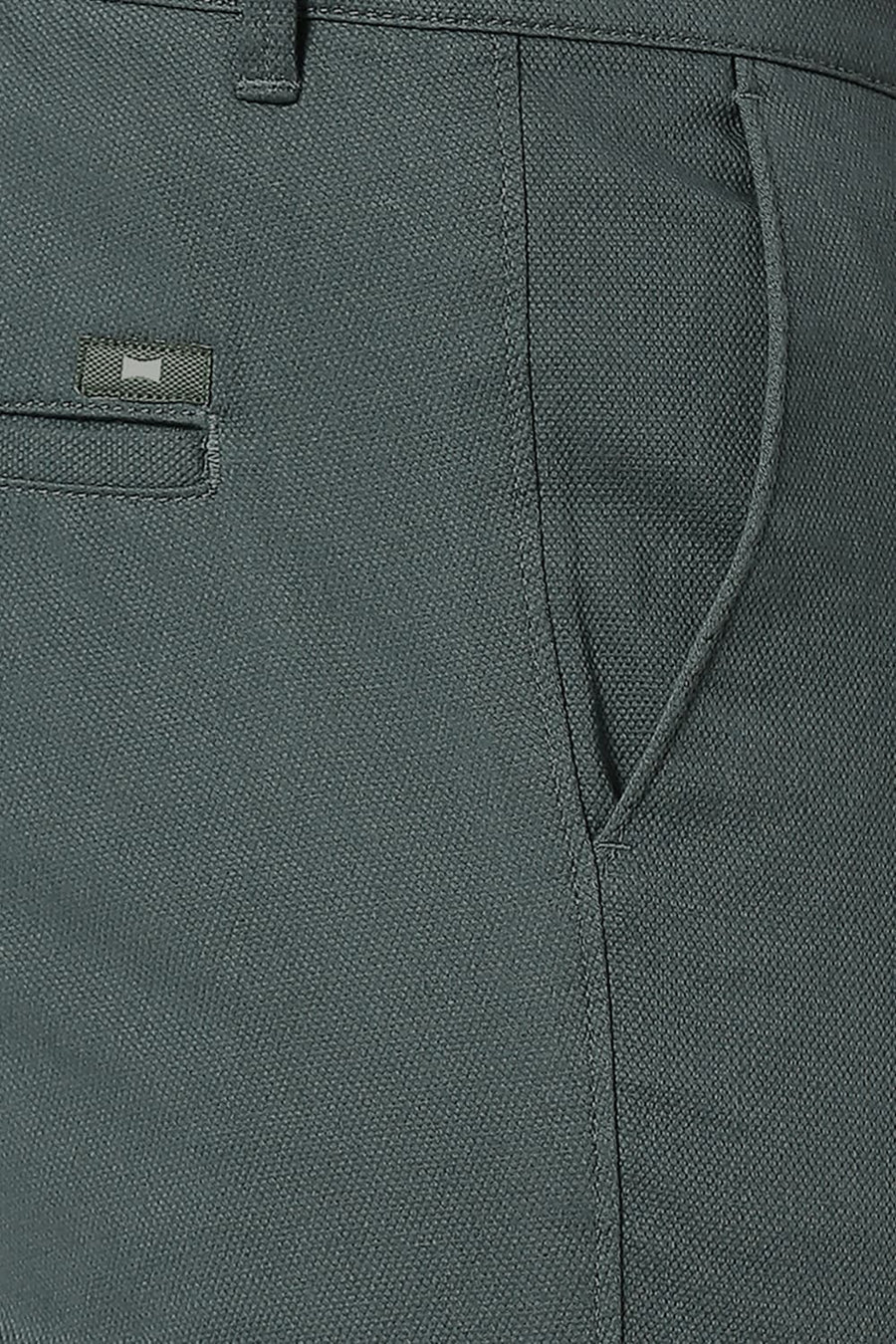 BASICS TAPERED FIT SEA MOSS GREEN COTTON STRETCH TROUSERS