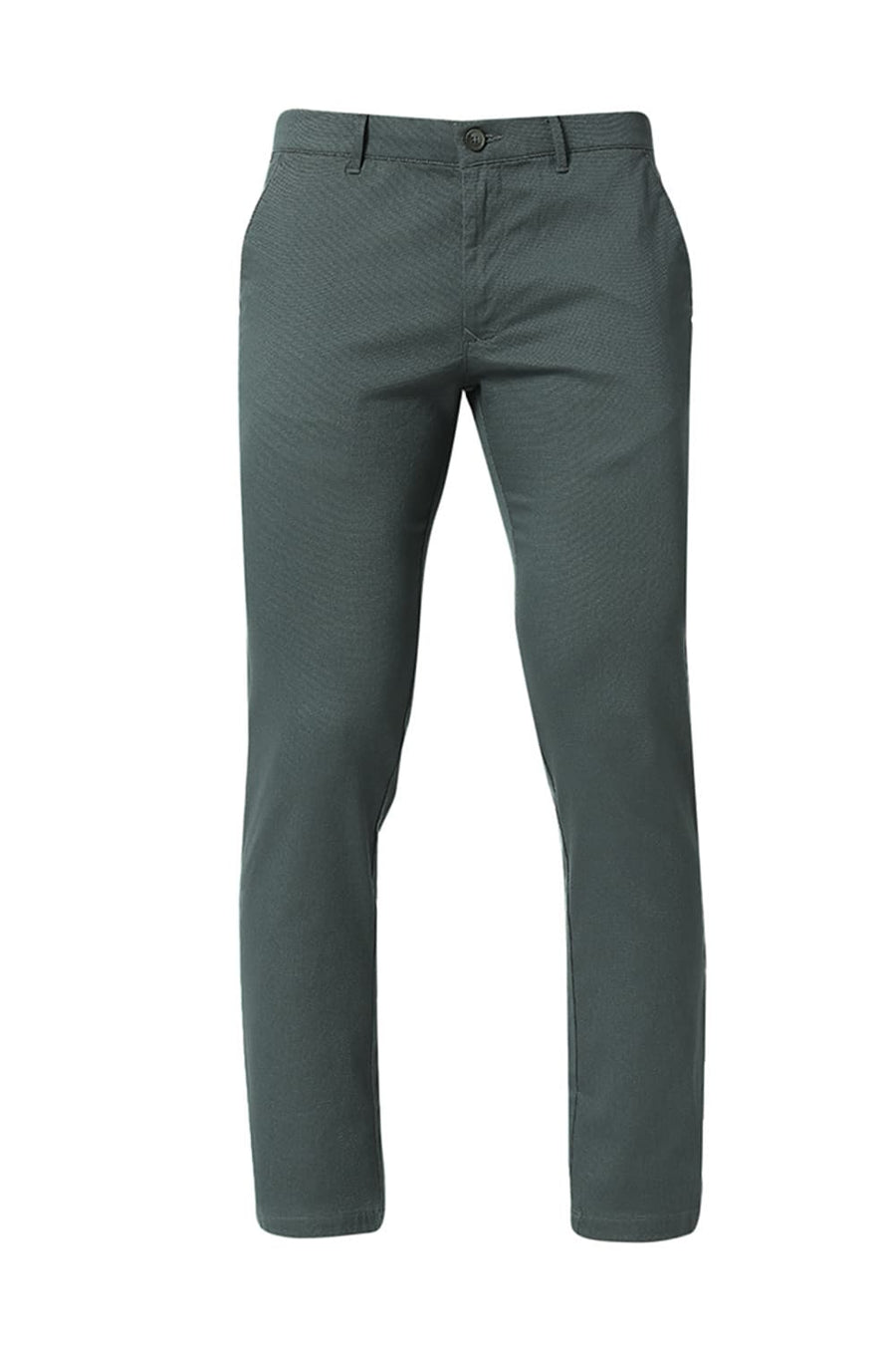 BASICS TAPERED FIT SEA MOSS GREEN COTTON STRETCH TROUSERS