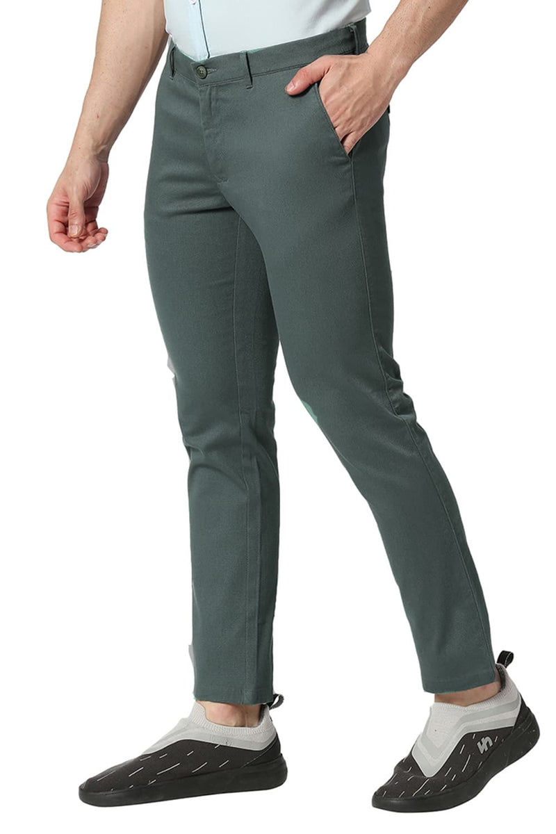 BASICS TAPERED FIT COTTON STRETCH TROUSERS