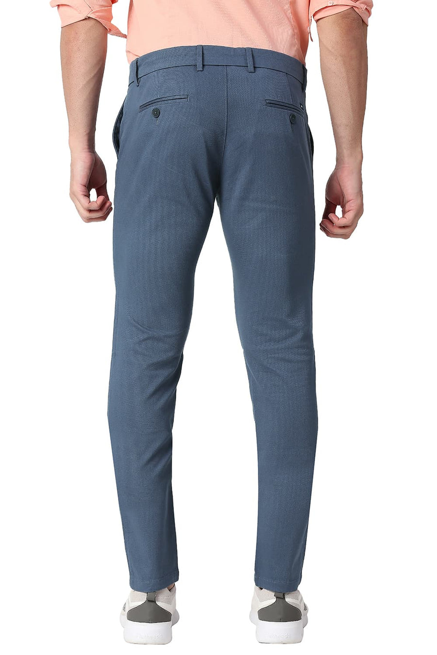 BASICS TAPERED FIT BLUEFIN BLUE COTTON STRETCH TROUSERS