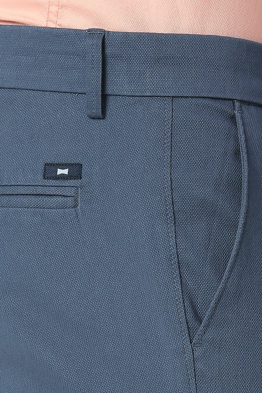 BASICS TAPERED FIT BLUEFIN BLUE COTTON STRETCH TROUSERS