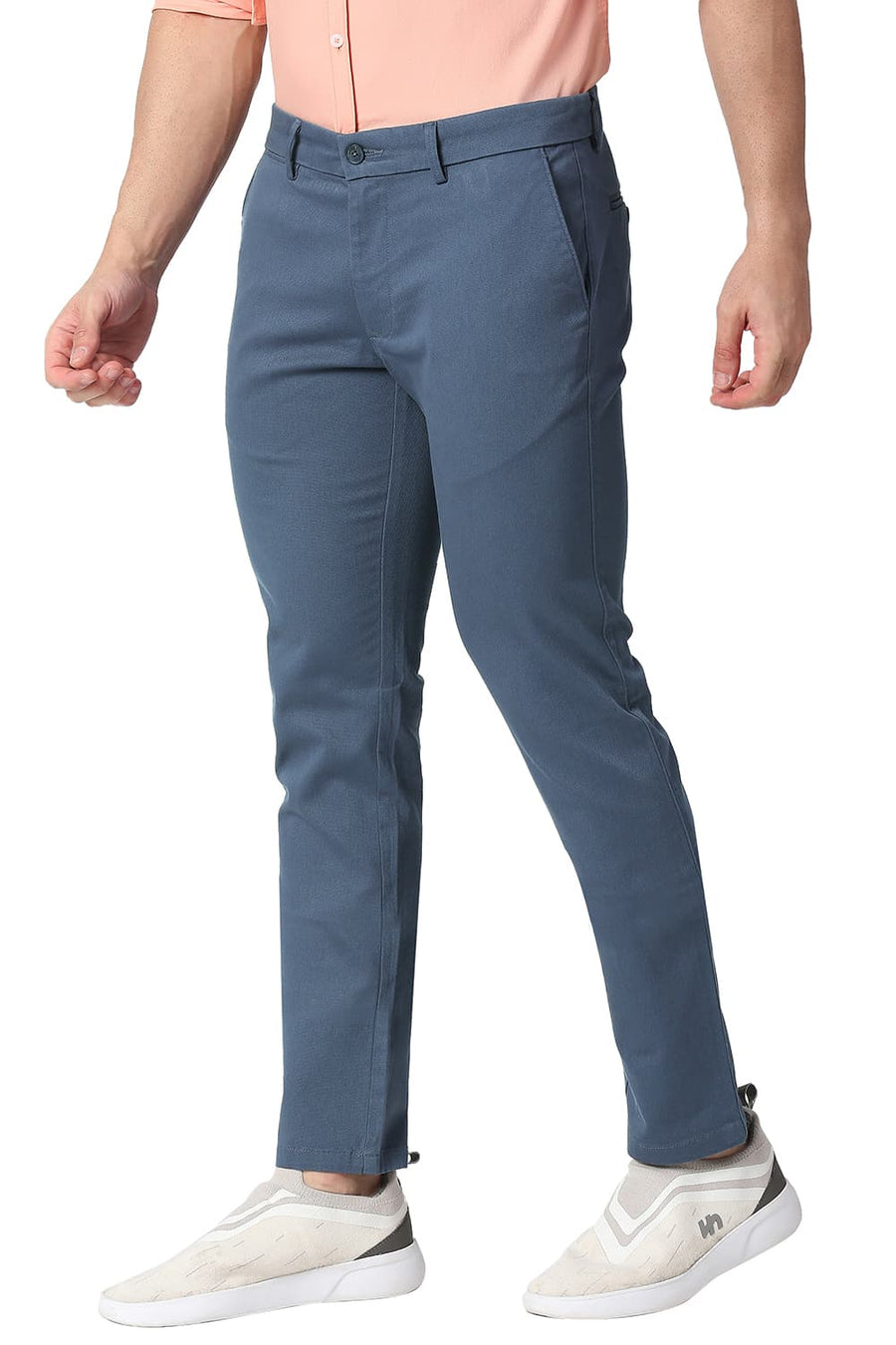BASICS TAPERED FIT BLUEFIN BLUE COTTON STRETCH TROUSERS