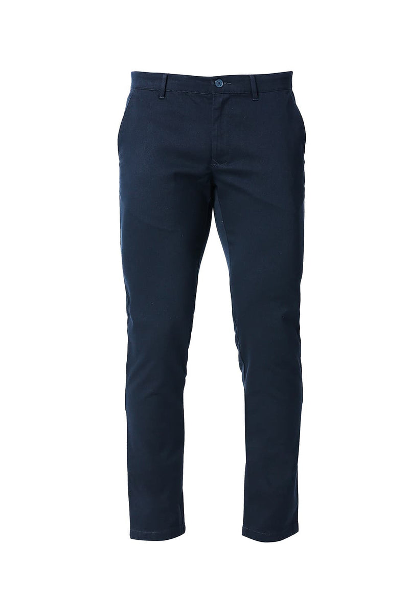 BASICS TAPERED FIT COTTON STRETCH TROUSERS