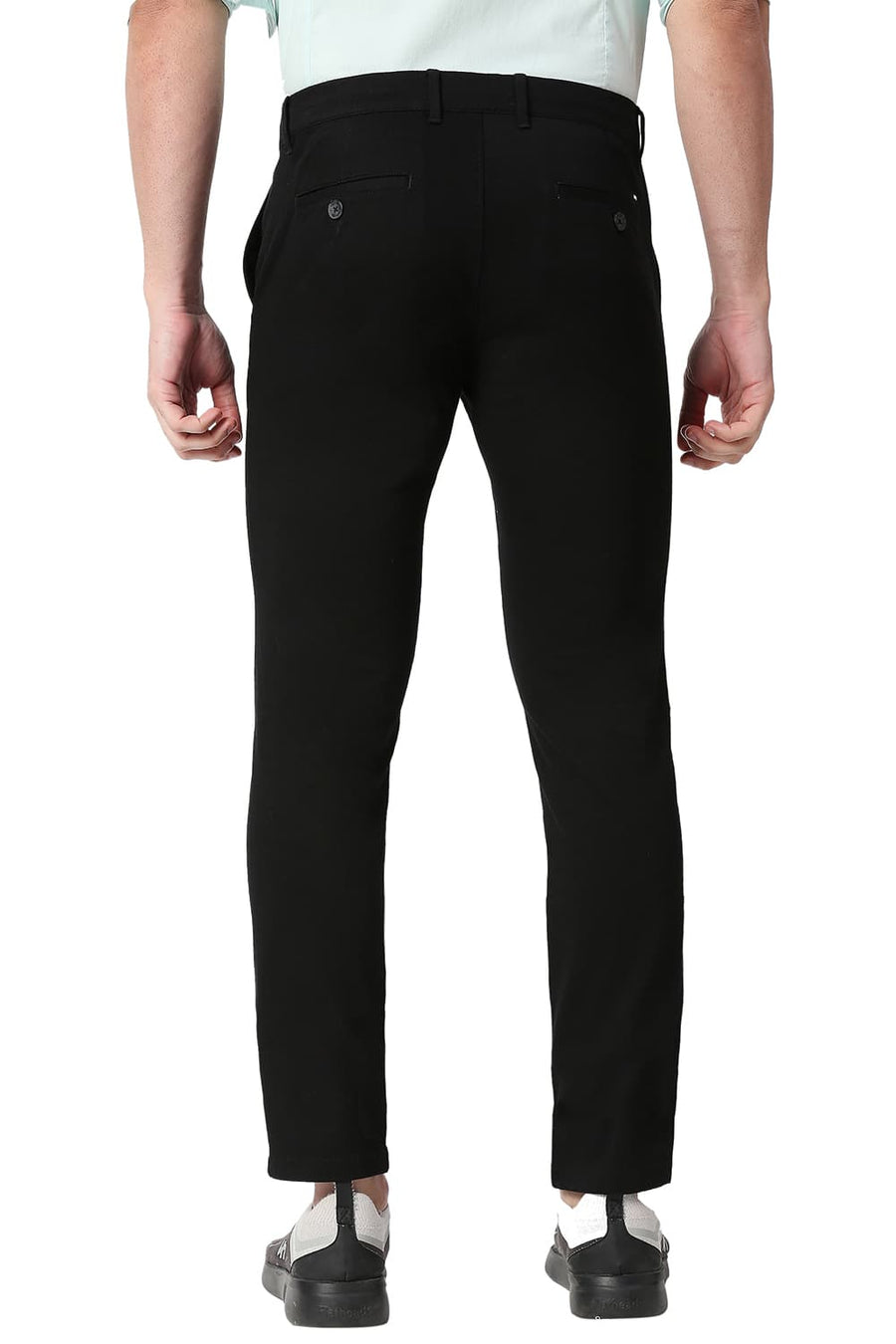 BASICS TAPERED FIT BRISTOL BLACK COTTON STRETCH TROUSERS