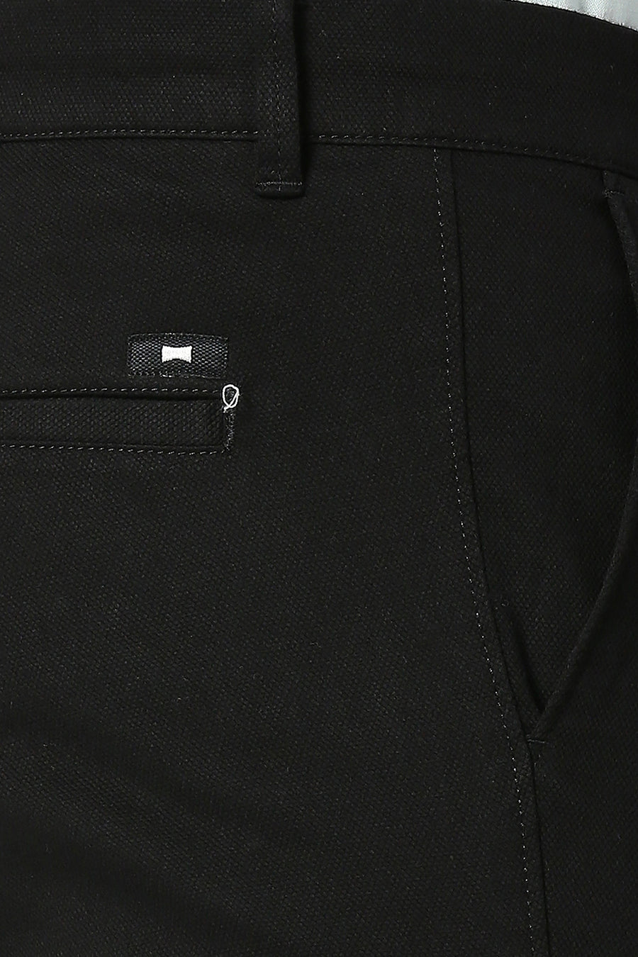 BASICS TAPERED FIT BRISTOL BLACK COTTON STRETCH TROUSERS