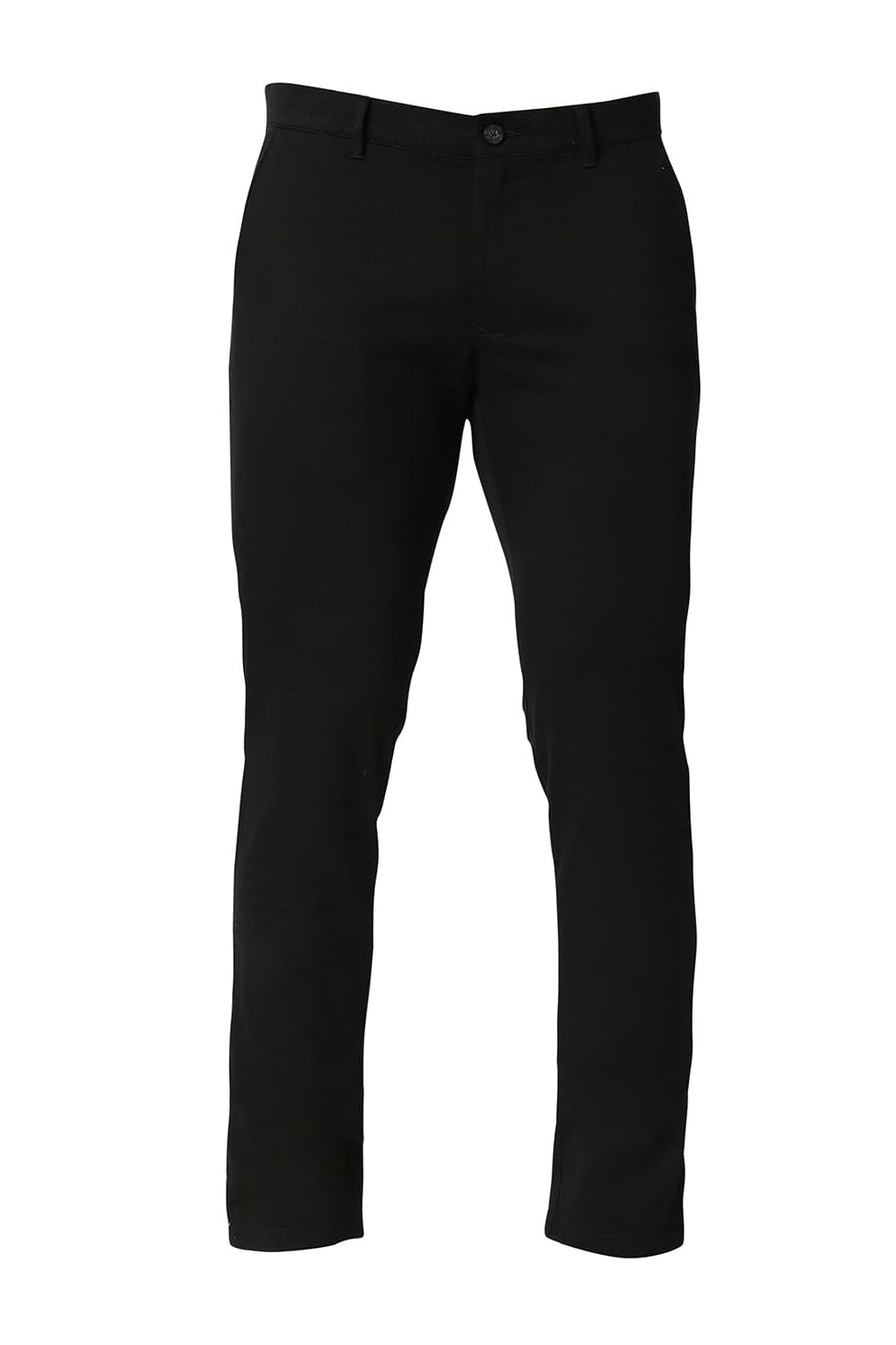 BASICS TAPERED FIT BRISTOL BLACK COTTON STRETCH TROUSERS