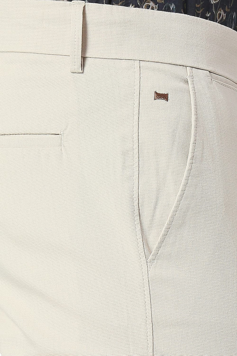 BASICS TAPERED FIT PUMICE ECRU COTTON STRETCH TROUSERS