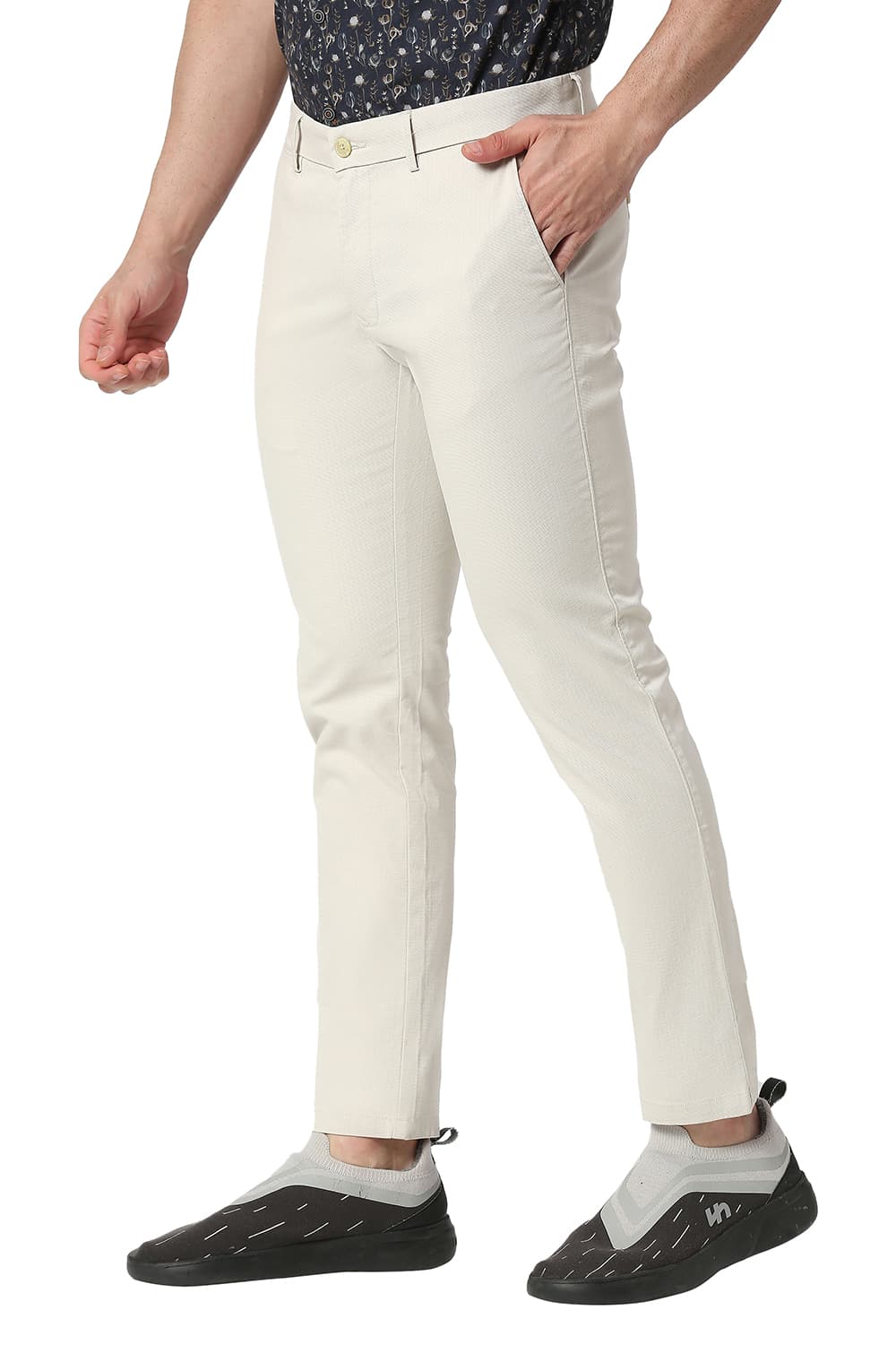 BASICS TAPERED FIT COTTON STRETCH TROUSERS