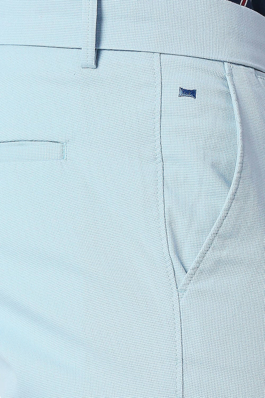 BASICS TAPERED FIT SKYRIDE BLUE COTTON STRETCH TROUSERS