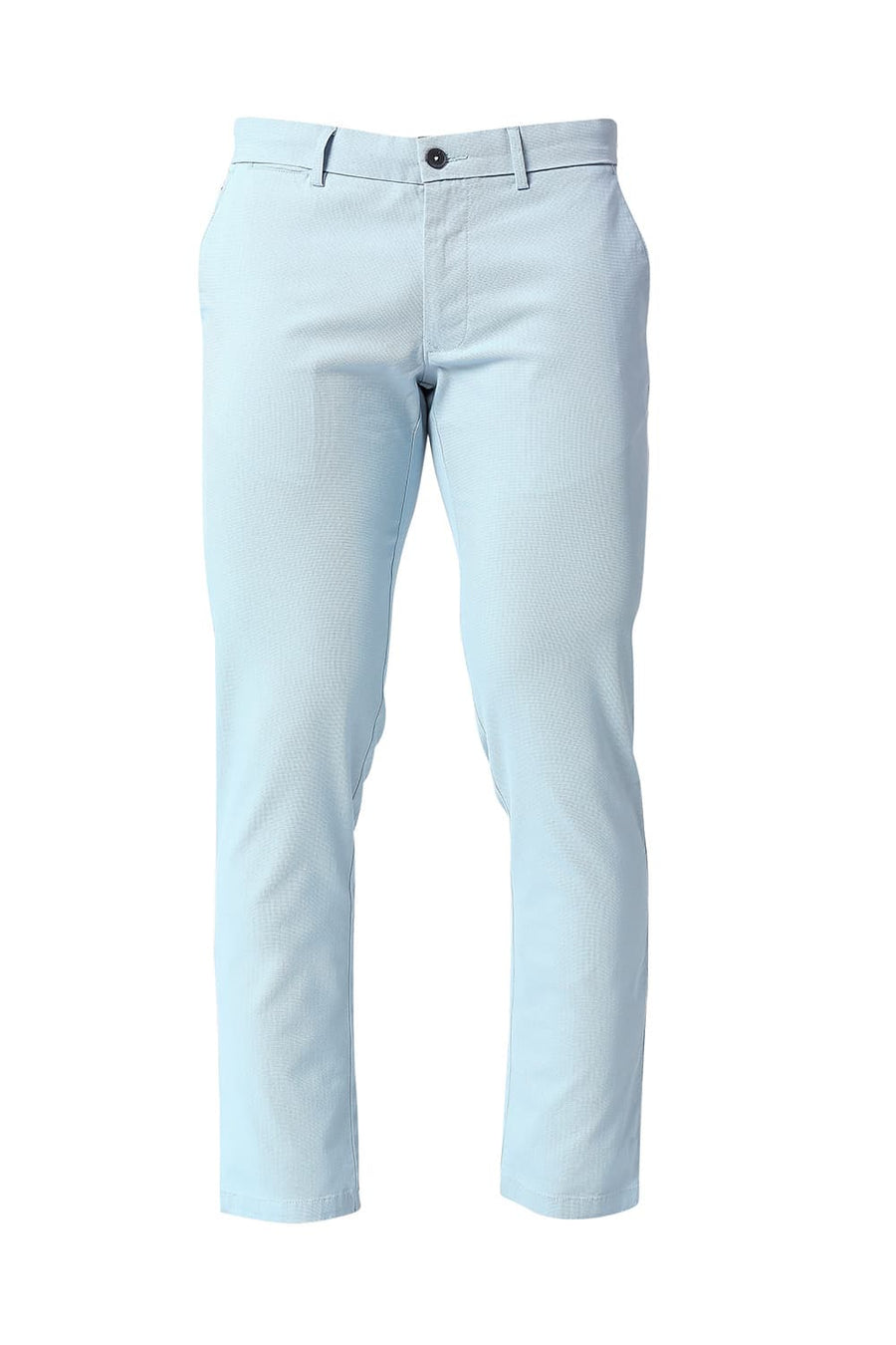 BASICS TAPERED FIT SKYRIDE BLUE COTTON STRETCH TROUSERS