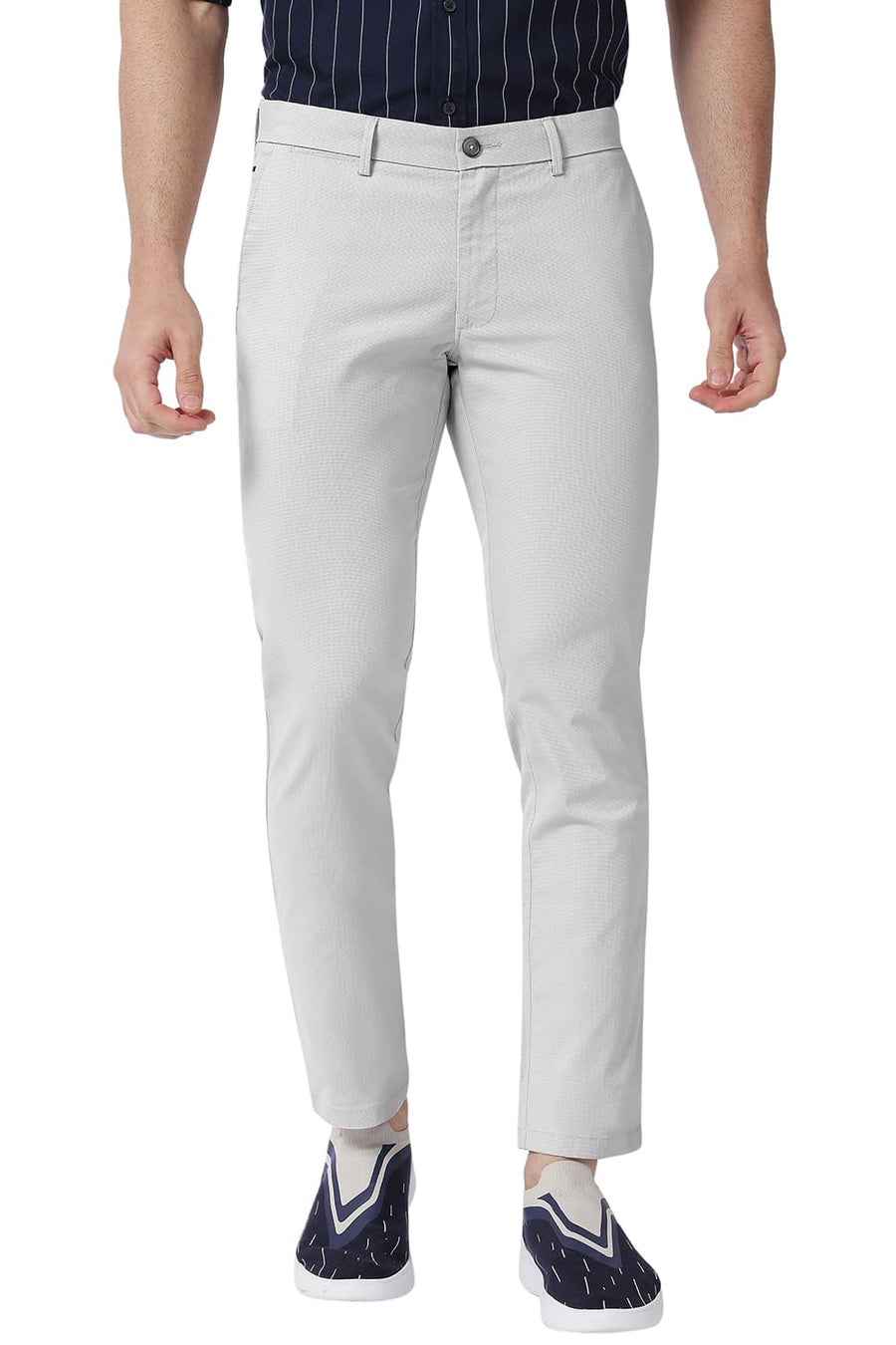 BASICS TAPERED FIT ANTARCTICA GREY COTTON STRETCH TROUSERS