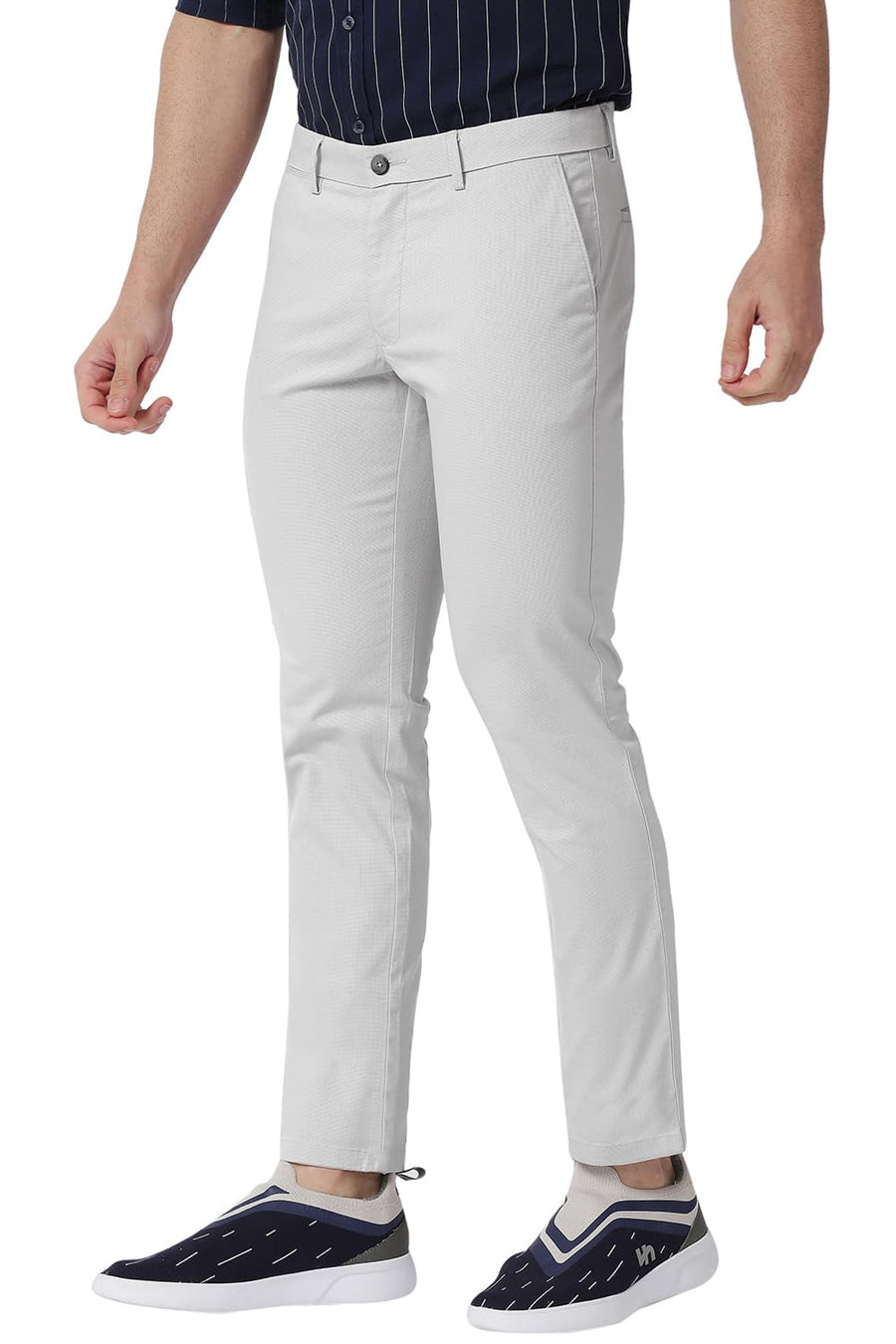 BASICS TAPERED FIT ANTARCTICA GREY COTTON STRETCH TROUSERS