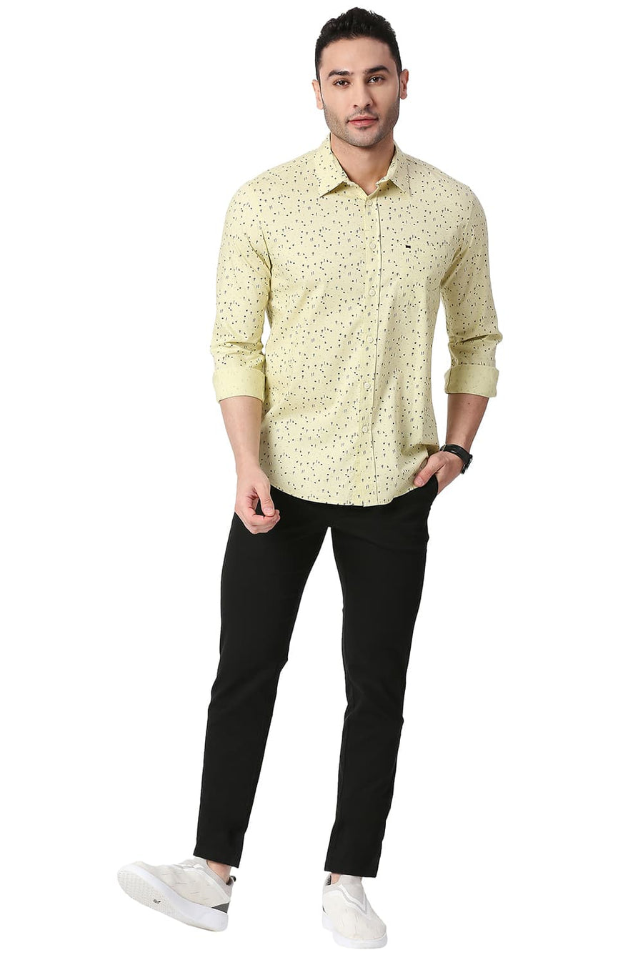 BASICS TAPERED FIT LICORICE BLACK COTTON STRETCH TROUSERS