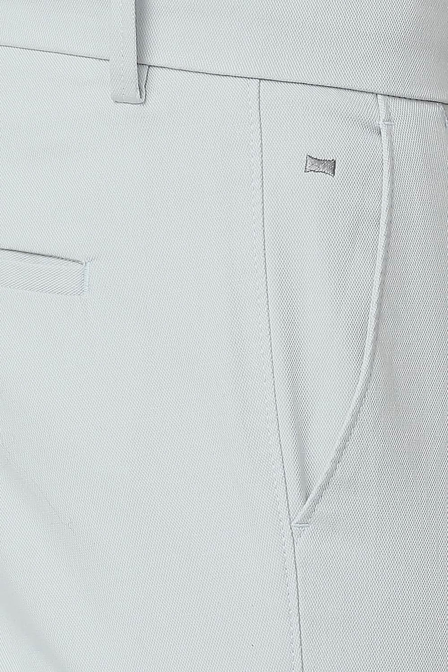 BASICS TAPERED FIT DROPLET GREY COTTON STRETCH TROUSERS