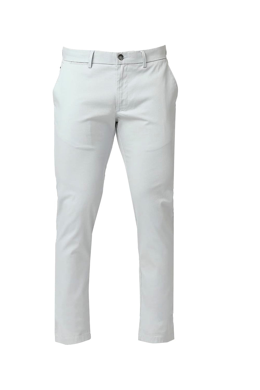 BASICS TAPERED FIT DROPLET GREY COTTON STRETCH TROUSERS