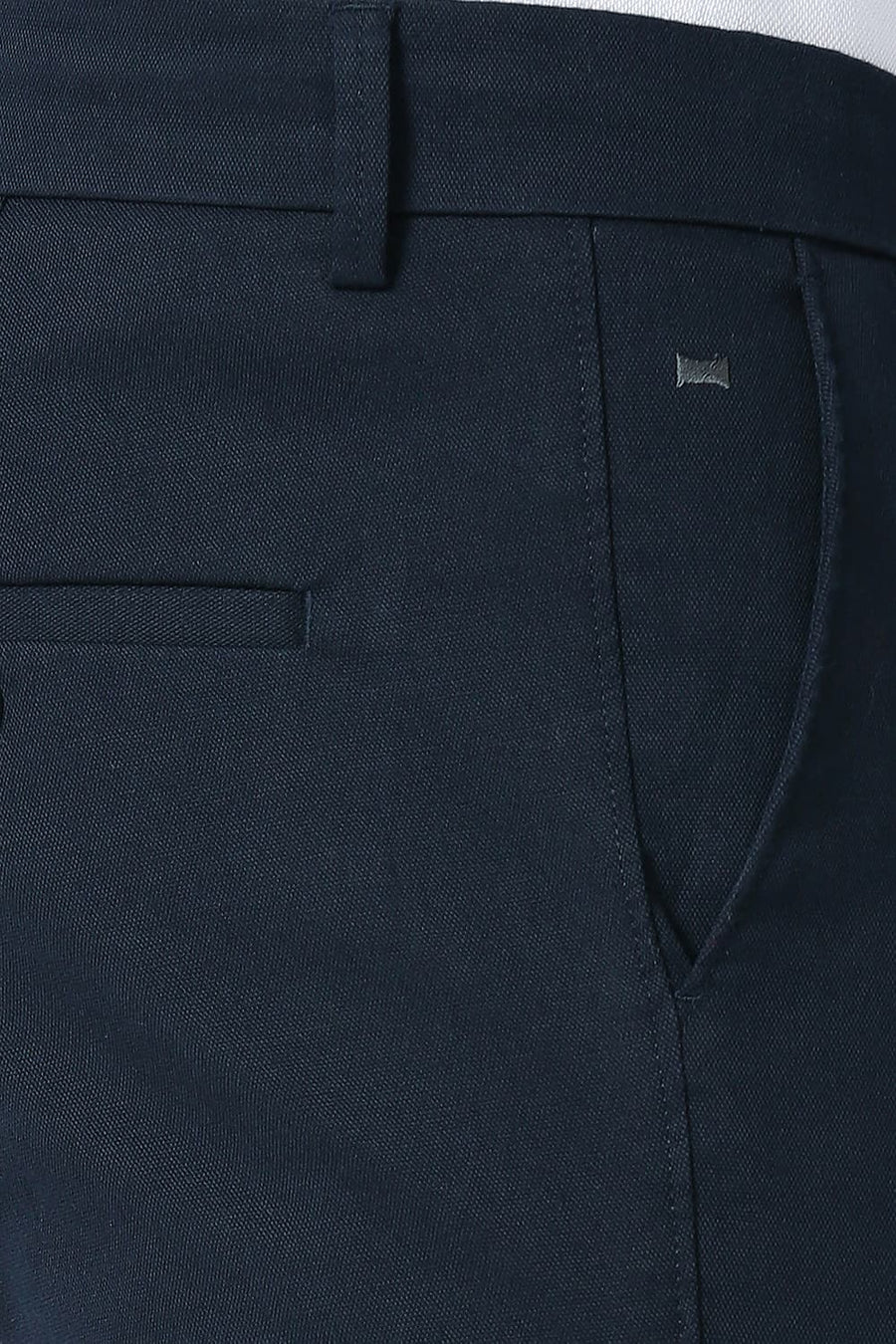 BASICS TAPERED FIT INKWELL NAVY COTTON STRETCH TROUSERS