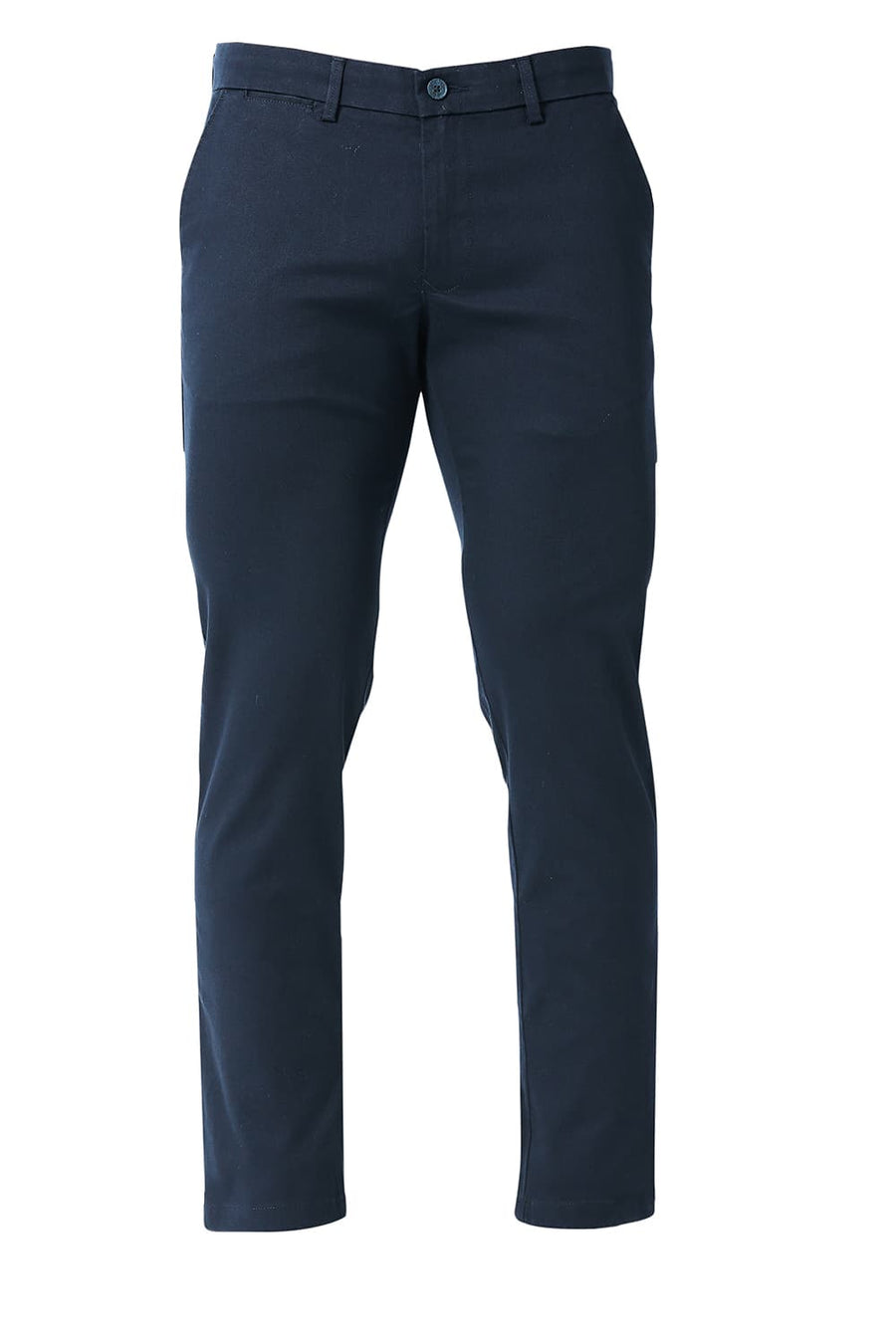 BASICS TAPERED FIT INKWELL NAVY COTTON STRETCH TROUSERS