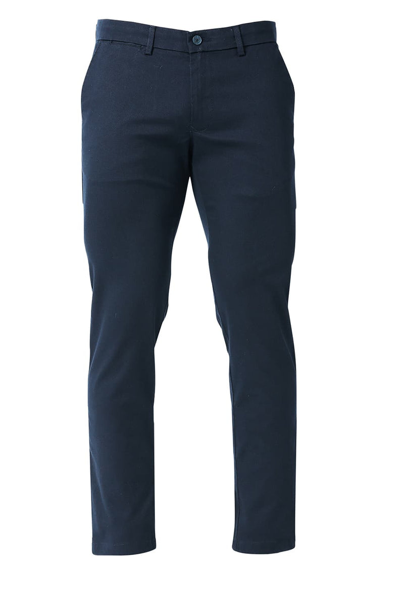 BASICS TAPERED FIT COTTON STRETCH TROUSERS