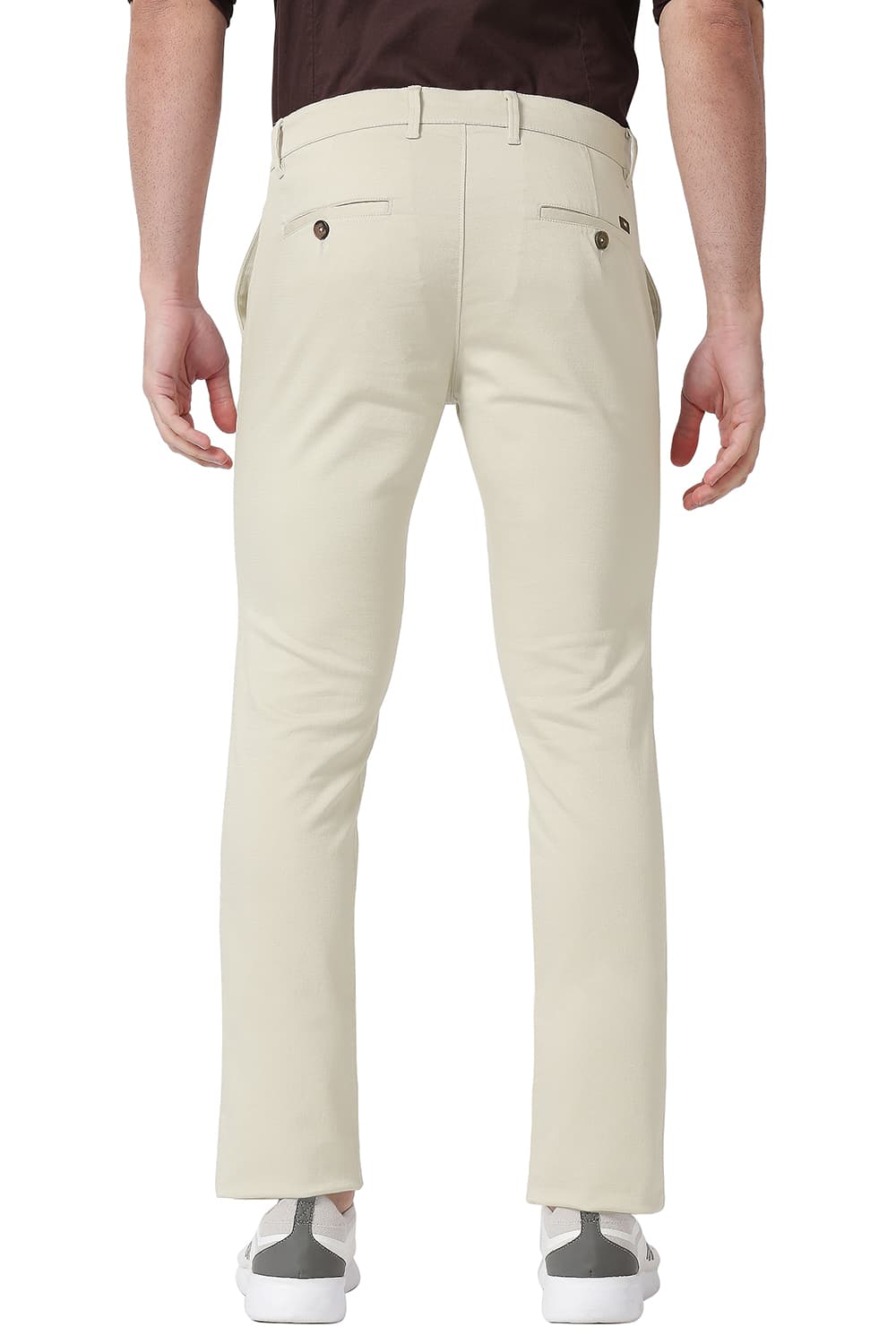 BASICS TAPERED FIT COTTON STRETCH TROUSERS