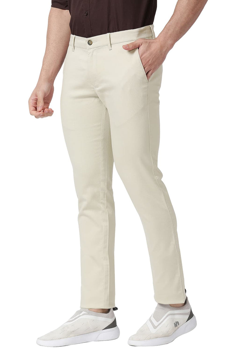 BASICS TAPERED FIT COTTON STRETCH TROUSERS