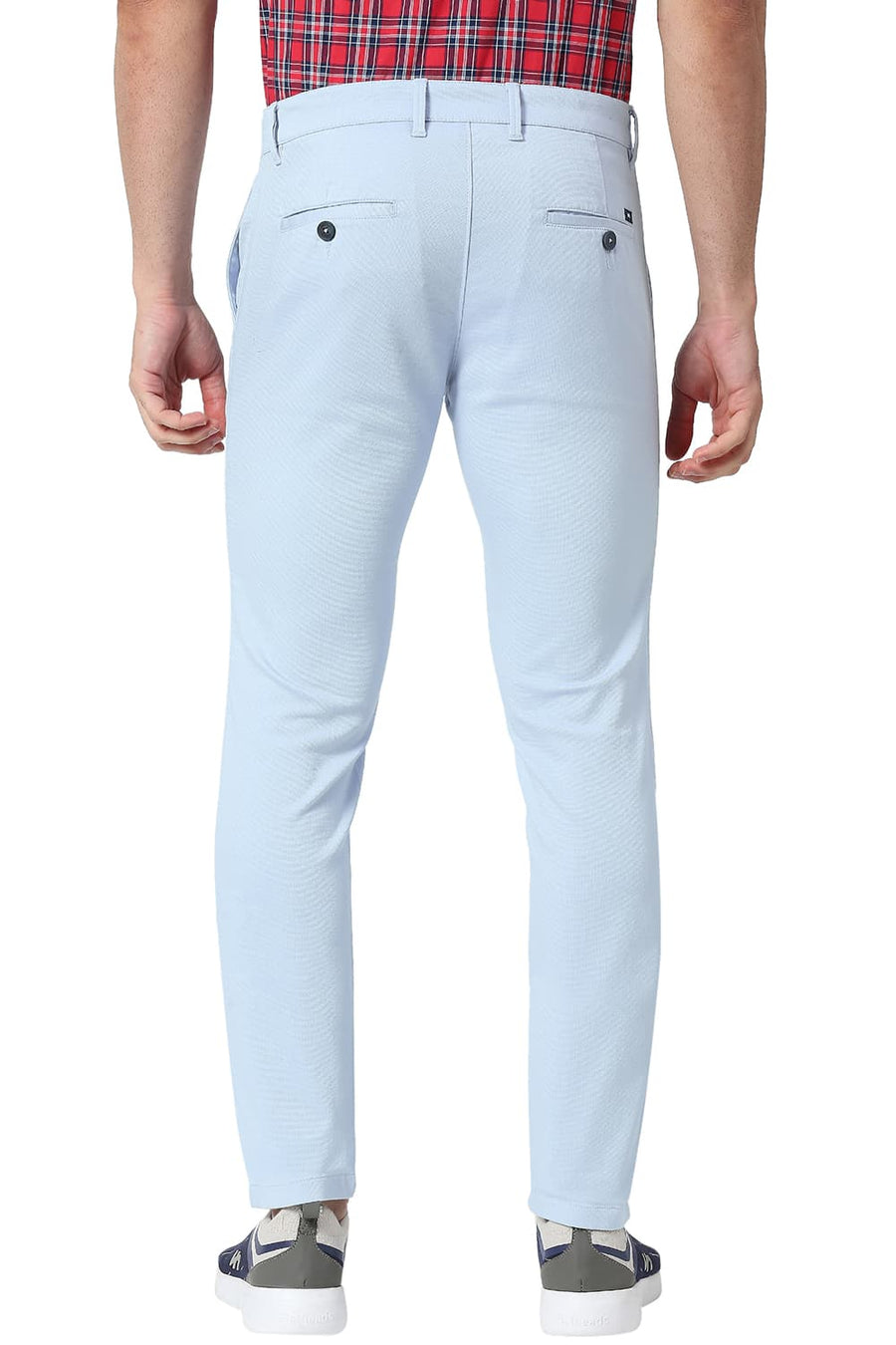 BASICS TAPERED FIT BALLAD BLUE COTTON STRETCH TROUSERS