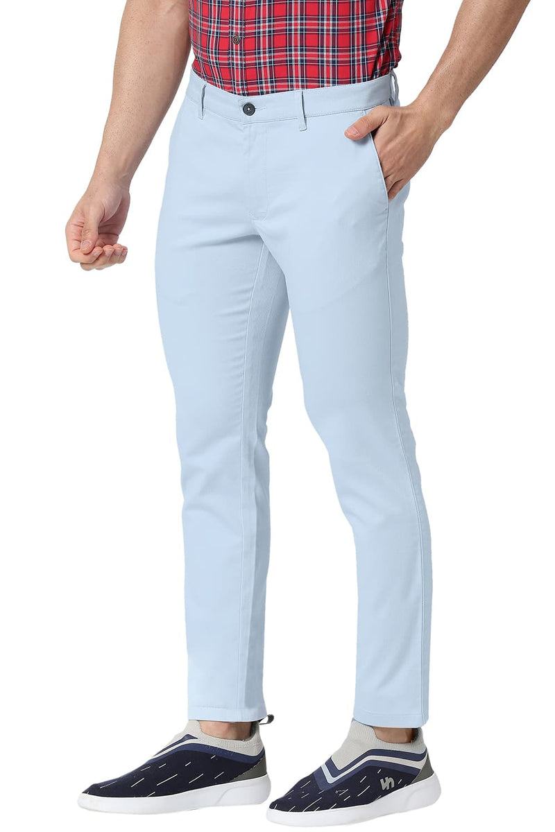 BASICS TAPERED FIT COTTON STRETCH TROUSERS