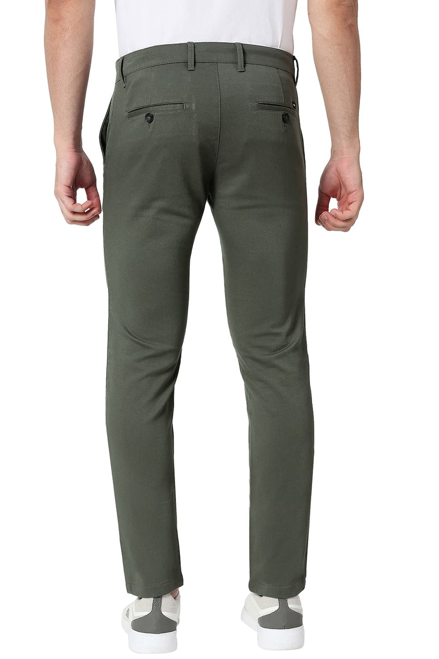 BASICS TAPERED FIT GRIFFIN GREY COTTON STRETCH TROUSERS