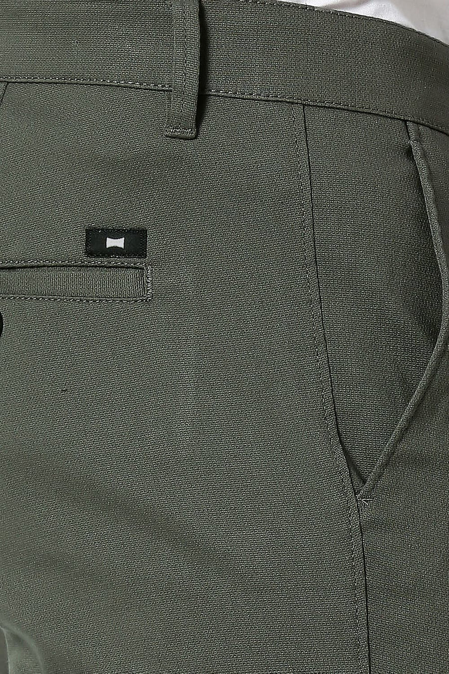 BASICS TAPERED FIT GRIFFIN GREY COTTON STRETCH TROUSERS