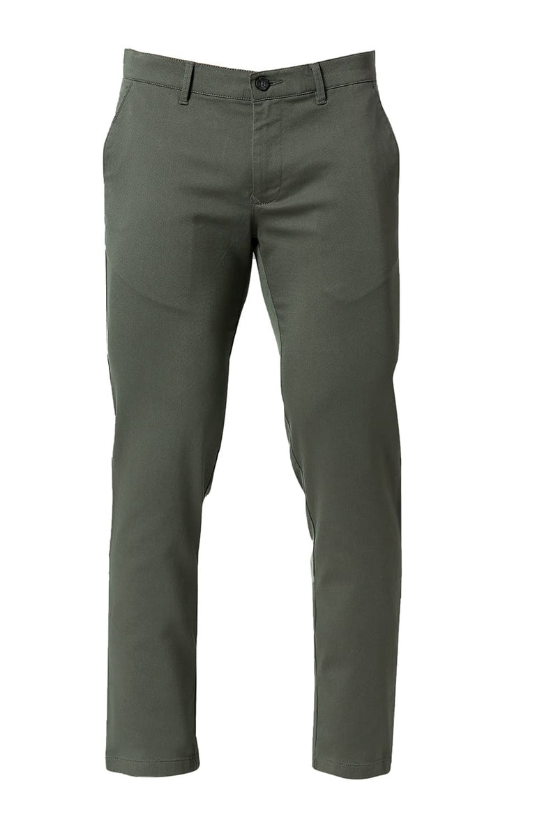 BASICS TAPERED FIT COTTON STRETCH TROUSERS