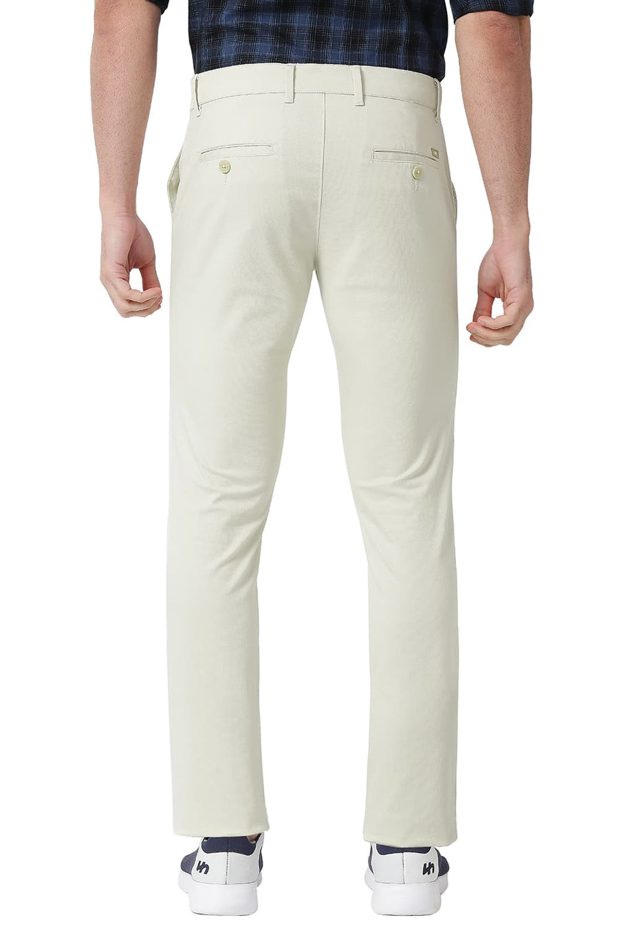 BASICS TAPERED FIT BONE WHITE STONE COTTON STRETCH TROUSERS