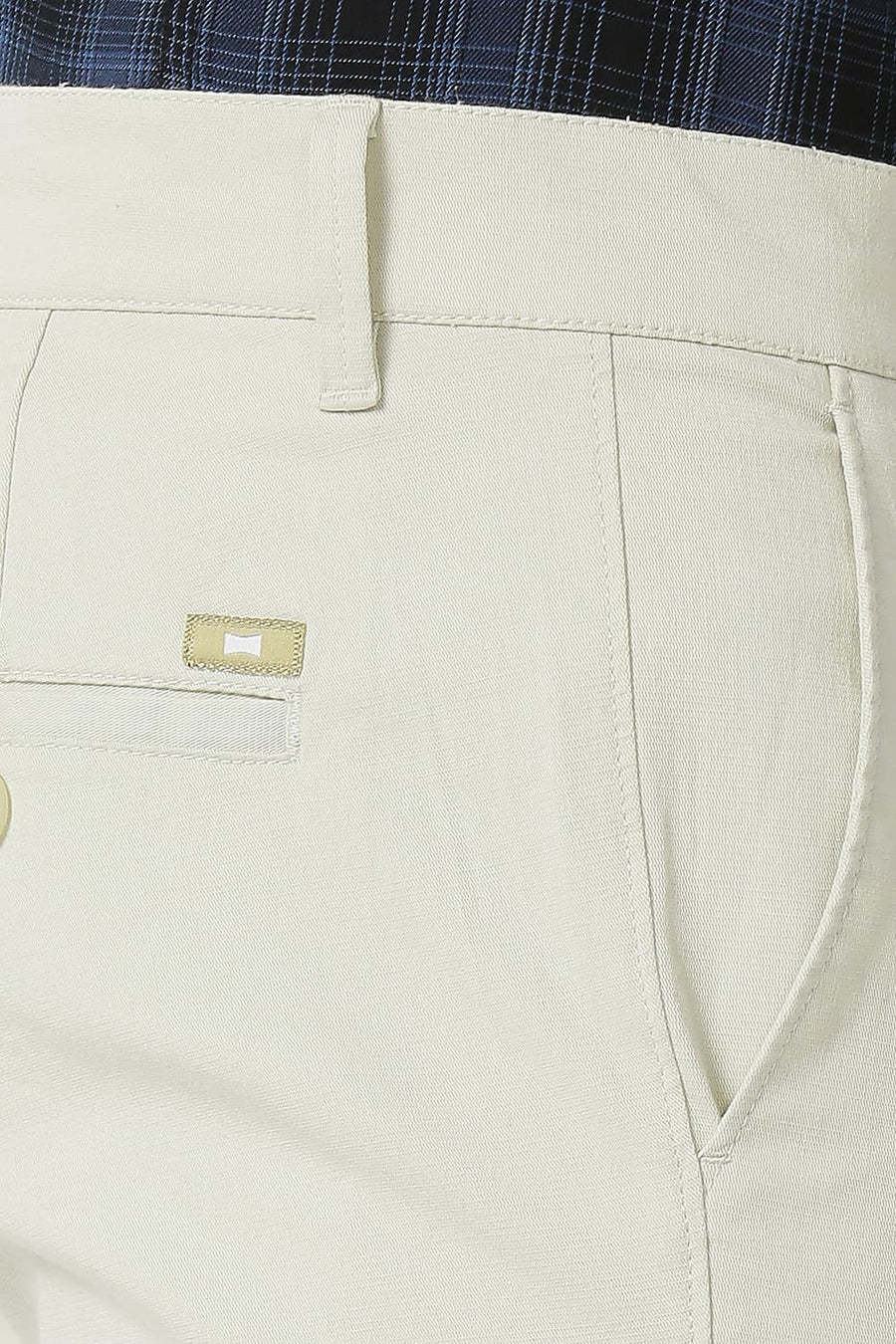 BASICS TAPERED FIT BONE WHITE STONE COTTON STRETCH TROUSERS