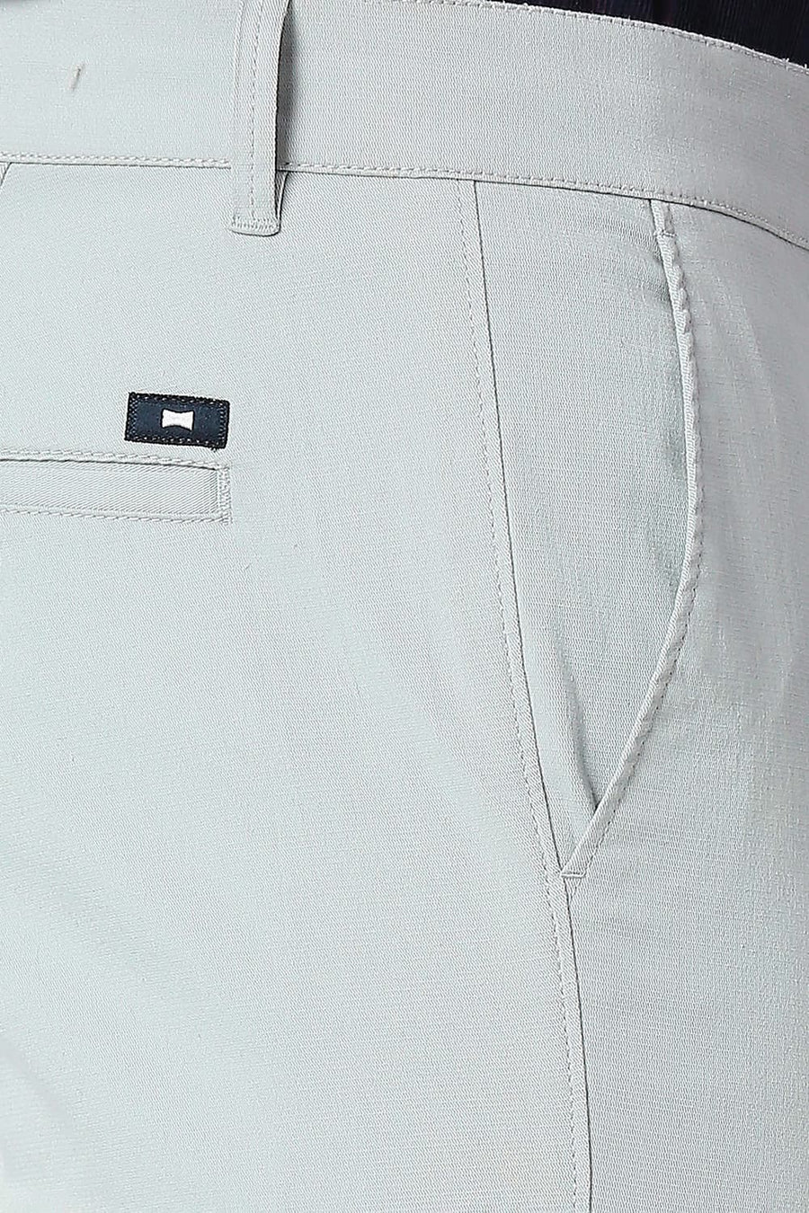 BASICS TAPERED FIT PEARL GREY COTTON STRETCH TROUSERS