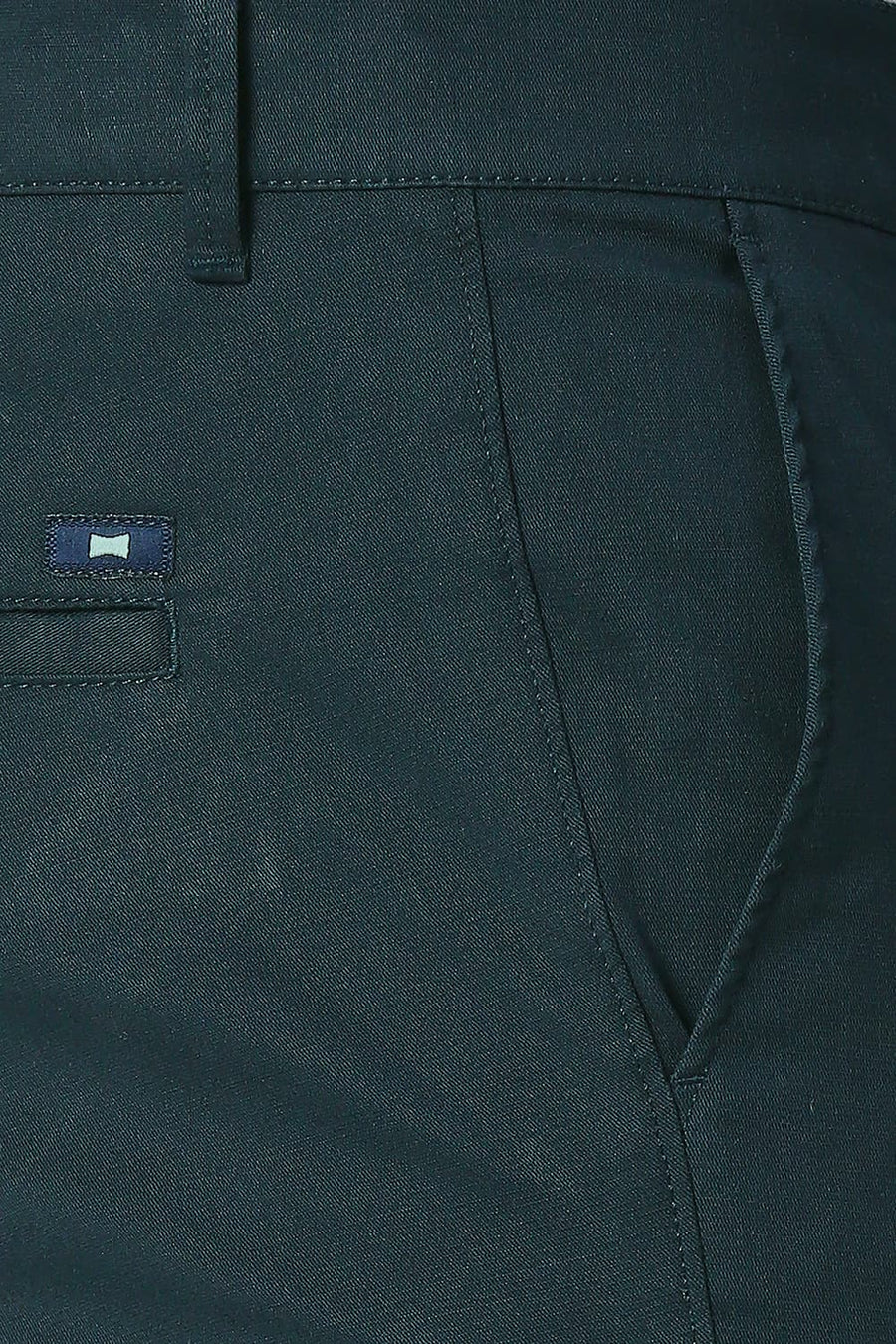 BASICS TAPERED FIT STRATIFIED GREEN COTTON STRETCH TROUSERS